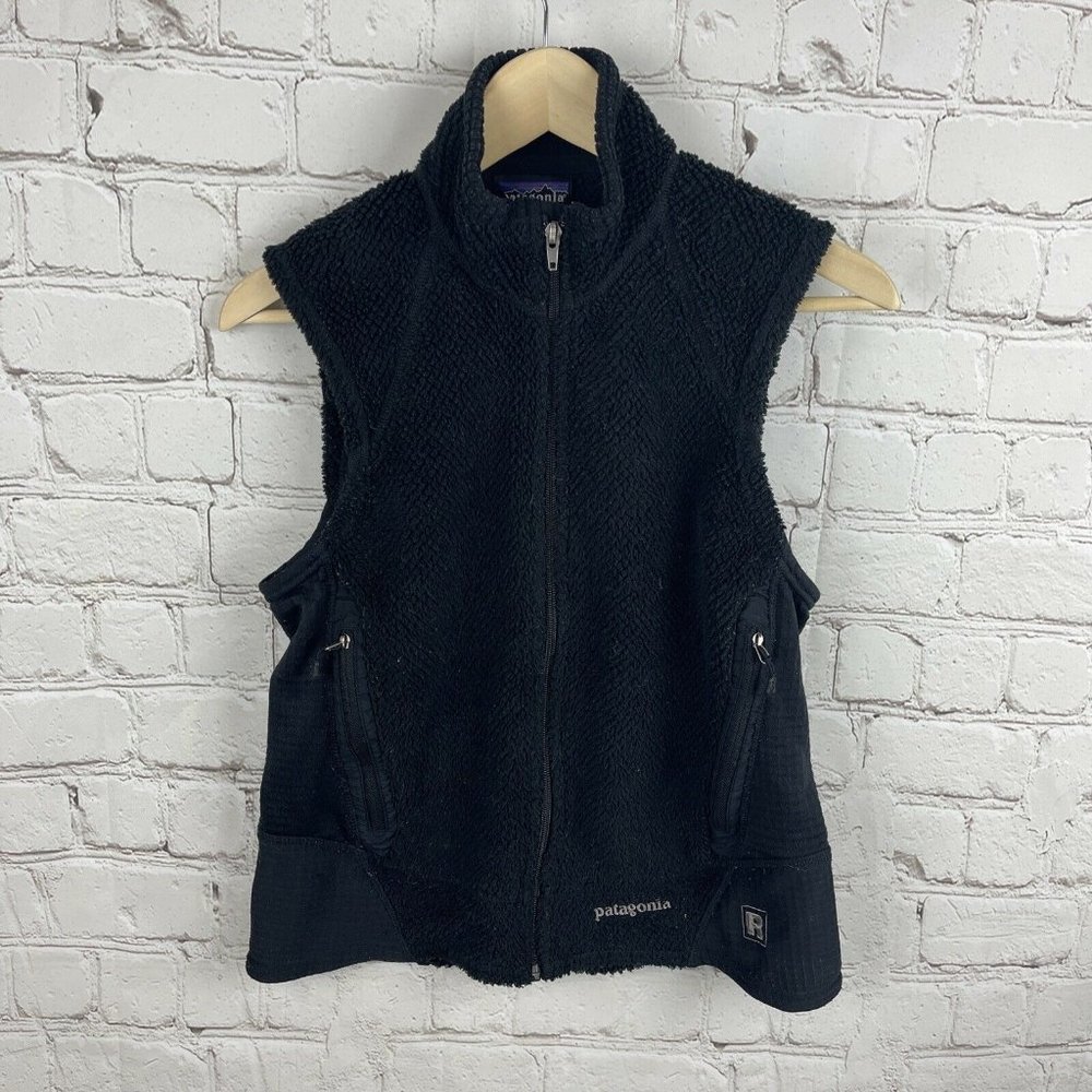 Vintage Patagonia Regulator Fleece Zip Up Vest Medium M Black Polartec